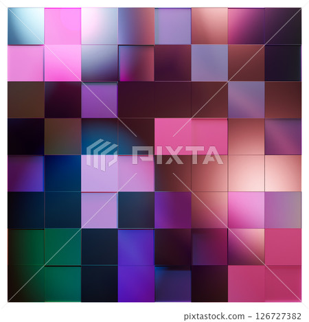 Colorful neon lights illuminate a disco floor from a top view, creating an engaging and lively atmosphere perfect for dancing and nightlife entertainment. The bright hues blend in vibrant patterns 126727382