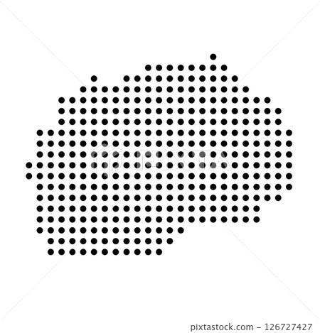 North Macedonia country dotted map. Black spot pixel illustration isolated on white background. Vector circle mosaic. North Macedonia country dotted map. Black spot pixel illustration isolated on white background. Vector circle mosaic. 126727427