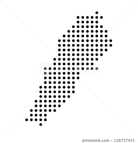 Lebanon country dotted map. Black spot pixel illustration isolated on white background. Vector circle mosaic. 126727431