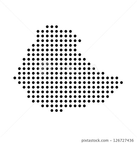 Ethiopia country dotted map. Black spot pixel illustration isolated on white background. Vector circle mosaic. 126727436