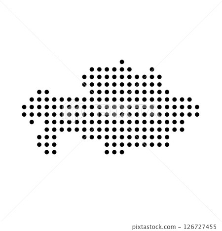 Kazakhstan country dotted map. Black spot pixel illustration isolated on white background. Vector circle mosaic. Kazakhstan country dotted map. Black spot pixel illustration isolated on white background. Vector circle mosaic. 126727455