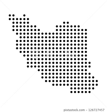 Iran country dotted map. Black spot pixel illustration isolated on white background. Vector circle mosaic. 126727457