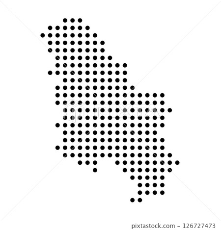 Serbia country dotted map. Black spot pixel illustration isolated on white background. Vector circle mosaic. 126727473