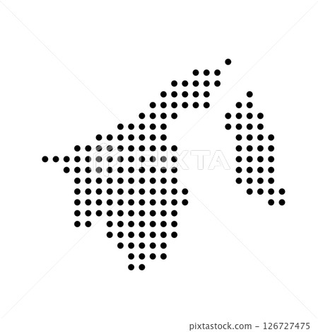 Brunei country dotted map. Black spot pixel illustration isolated on white background. Vector circle mosaic. 126727475