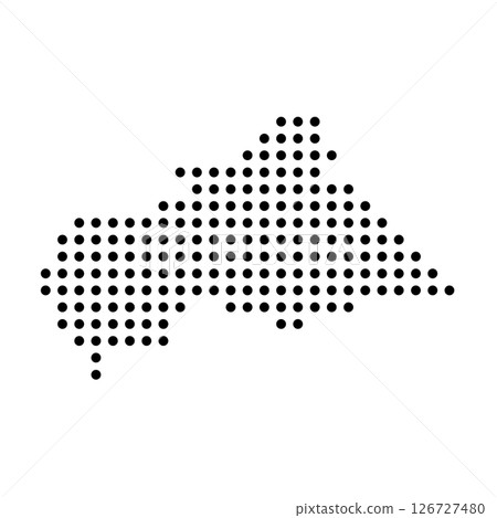 Central African Republic country dotted map. Black spot pixel illustration isolated on white background. Vector circle mosaic. 126727480