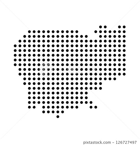 Cambodia country dotted map. Black spot pixel illustration isolated on white background. Vector circle mosaic. Cambodia country dotted map. Black spot pixel illustration isolated on white background. Vector circle mosaic. 126727497