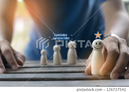 Users rate their service experience on an online application for customer satisfaction survey concept. Users rate their service experience on an online application for customer satisfaction survey concept. 126727542