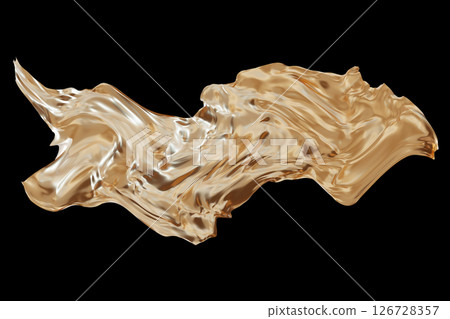 Golden forms flow gracefully against a contrasting black backdrop, showcasing the beauty of abstract design in a captivating 3D render. The shapes evoke a sense of movement and elegance Golden forms flow gracefully against a contrasting black backdrop, showcasing the beauty of abstract design in a captivating 3D render. The shapes evoke a sense of movement and elegance 126728357