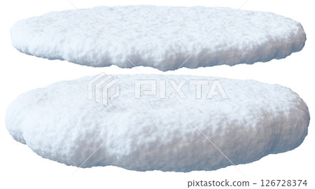 Snow heap displays a realistic three-dimensional rendering, featuring a fluffy texture and smooth contours isolated on a clean white background for clarity and emphasis on detail Snow heap displays a realistic three-dimensional rendering, featuring a fluffy texture and smooth contours isolated on a clean white background for clarity and emphasis on detail 126728374