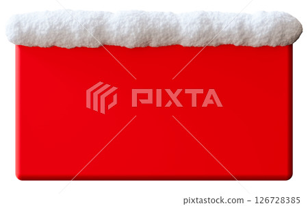 Empty red banner featuring a snow cap sits isolated on a white background, ready for text or advertising. This 3D decoration is ideal for winter-themed promotions or festive announcements Empty red banner featuring a snow cap sits isolated on a white background, ready for text or advertising. This 3D decoration is ideal for winter-themed promotions or festive announcements 126728385