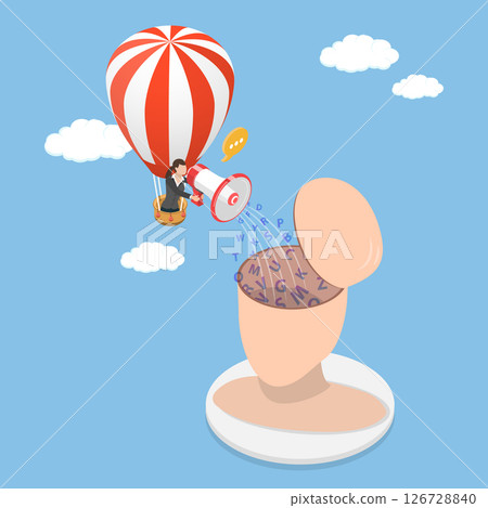 3D Isometric Flat Vector Illustration of Aggressive Advertising, Spreading Message With Megaphone To Enforce Belief And Communication 3D Isometric Flat Vector Illustration of Aggressive Advertising, Spreading Message With Megaphone To Enforce Belief And Communication 126728840