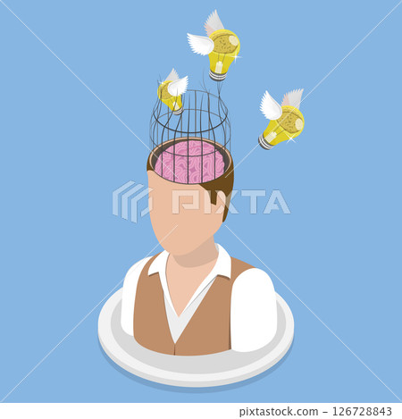 3D Isometric Flat Vector Illustration of Mindfulness Thinking, Unlock Creativity And Innovation 126728843