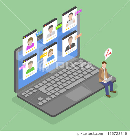 3D Isometric Flat Vector Illustration of Target Audience, Analyzing Customer Data 126728846