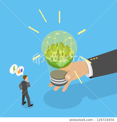 3D Isometric Flat Vector Illustration of Green Energy Technologies, Go-Green, Eco Friendly 3D Isometric Flat Vector Illustration of Green Energy Technologies, Go-Green, Eco Friendly 126728850