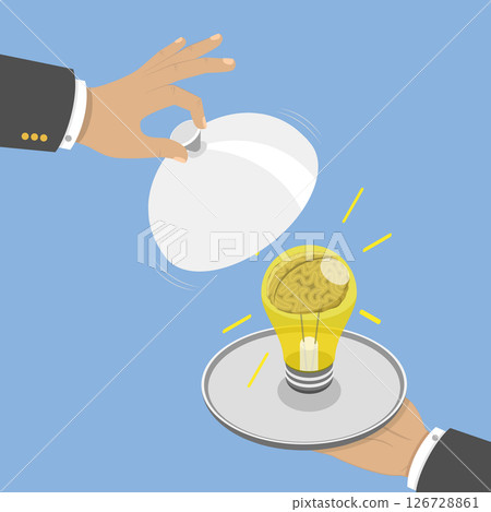 3D Isometric Flat Vector Illustration of Serving Idea, Crowdfunding, Innovation, Investments into Idea 3D Isometric Flat Vector Illustration of Serving Idea, Crowdfunding, Innovation, Investments into Idea 126728861