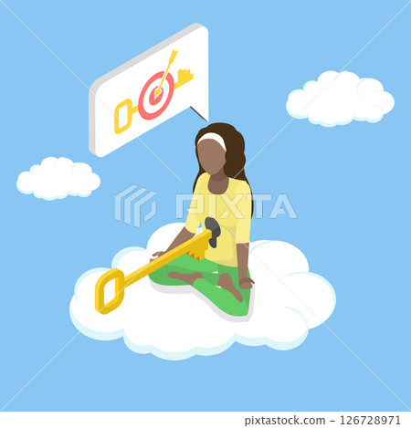 3D Isometric Flat Vector Illustration of Skills To Solve Problem, Unlock Your True Potential, A Key To Success In Career And Business 126728971