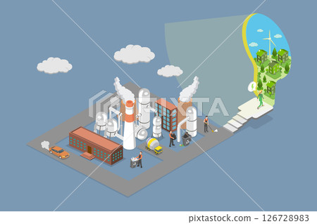 3D Isometric Flat Vector Illustration of Smart Renewable Energy, Eco-Friendly Power Source For Sustainability And Conservation 126728983