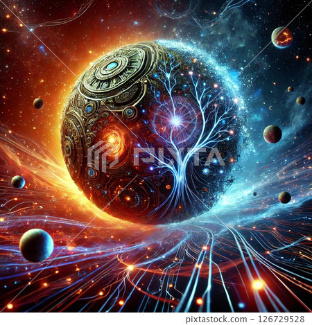 Spiritual internet pop background 3D logo icon illustration! Colorful and mysterious space style! Cool 126729528