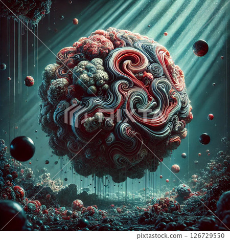 深海珊瑚球！神秘而精神的背景！一個可怕、酷炫的球！土綠色 126729550