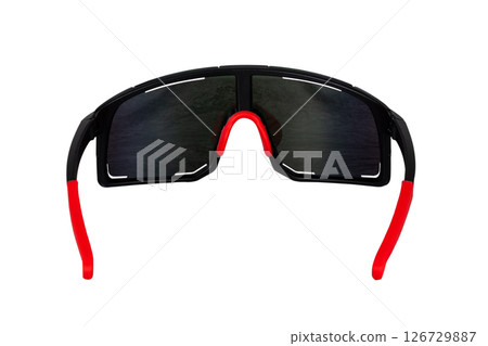 Cycling glasses for sports, unisex, plastic, with red temples. Cycling glasses for sports, unisex, plastic, with red temples. 126729887