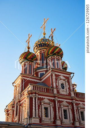 Colorful Domes of Stroganov Church in Nizhny Novgorod Colorful Domes of Stroganov Church in Nizhny Novgorod 126729905