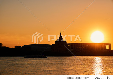 Sunset Silhouette of Alexander Nevsky Cathedral in Nizhny Novgorod Sunset Silhouette of Alexander Nevsky Cathedral in Nizhny Novgorod 126729910