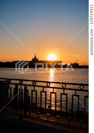 Sunset Silhouette of Alexander Nevsky Cathedral in Nizhny Novgorod Sunset Silhouette of Alexander Nevsky Cathedral in Nizhny Novgorod 126729911