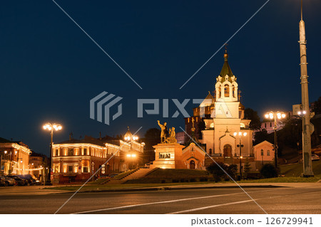 Minin and Pozharsky Monument at Kremlin Base Night Minin and Pozharsky Monument at Kremlin Base Night 126729941