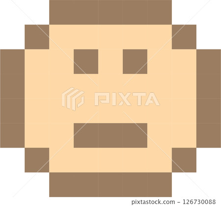 Pixel art emoji emoticon smile face, flat png transparent element design 126730088