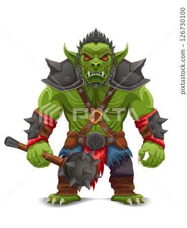 menacing and scary green goblin troll orc stands in a warlike pose vector illustration menacing and scary green goblin troll orc stands in a warlike pose vector illustration 126730100