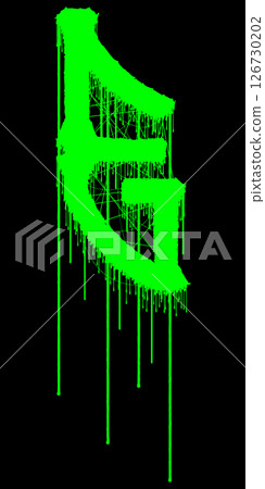 Death-metal font. Acid green letter on black background. Custom lettering. Death-metal font. Acid green letter on black background. Custom lettering. 126730202