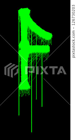 Death-metal font. Acid green letter on black background. Custom lettering. Death-metal font. Acid green letter on black background. Custom lettering. 126730203