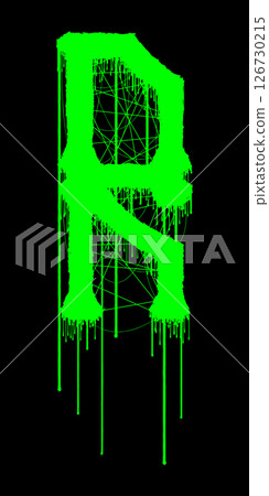 Death-metal font. Acid green letter on black background. Custom lettering. Death-metal font. Acid green letter on black background. Custom lettering. 126730215