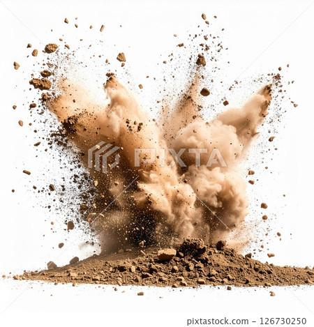Brown Dust Explosion on White Background 126730250