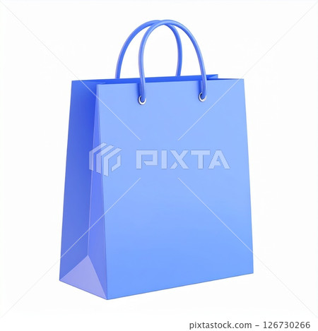 Light Blue Paper Shopping Bag on White Background 126730266