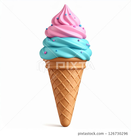 Pink and Blue Swirled Ice Cream Cone with... - Stock Illustration ...