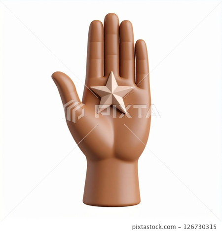 Brown Hand Holding a Beige Star 3D Render Brown Hand Holding a Beige Star 3D Render 126730315