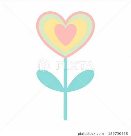 Pastel Heart Flower Illustration 126730358