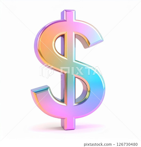Pastel Rainbow Dollar Sign 3D Render 126730480