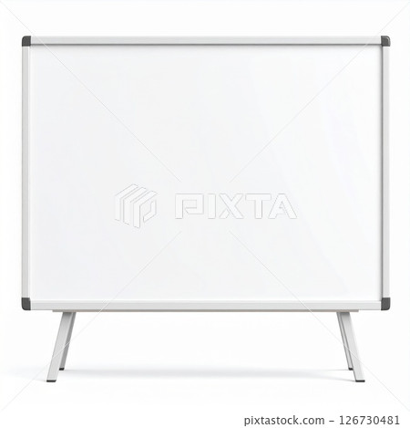 Blank Whiteboard on Stand with Silver Frame 126730481