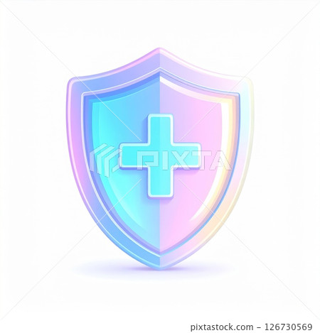 Pastel Holographic Shield With Plus Sign Icon 126730569