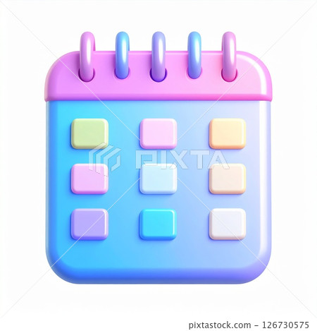 Pastel 3D Calendar Icon Illustration 126730575