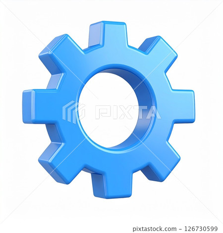 Blue 3D Rendered Gear Cog Wheel on White 126730599