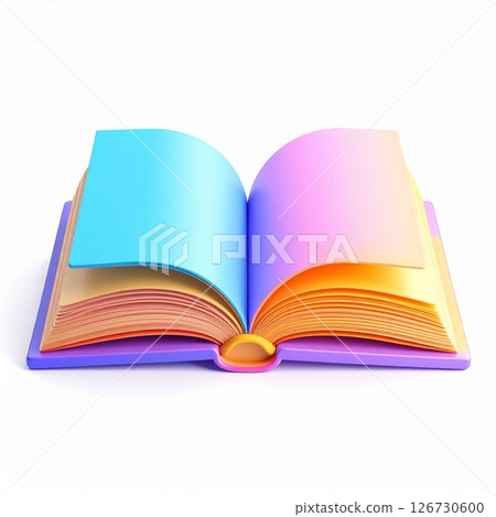 Colorful Open Book 3D Render Pastel Rainbow Pages 126730600