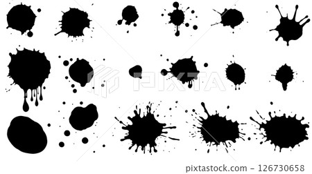 Set of vector brushes. Mega pack set of different brush strokes: black ink splatter, blots, round freehand drawings, grungy drawn lines, waves, circles, triangles, art design elements Set of vector brushes. Mega pack set of different brush strokes: black ink splatter, blots, round freehand drawings, grungy drawn lines, waves, circles, triangles, art design elements 126730658