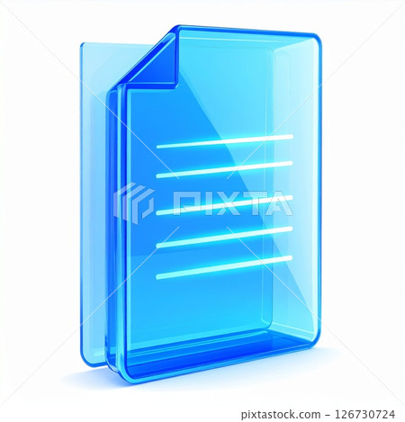 Blue Glass Document Icon 3D Rendering 126730724