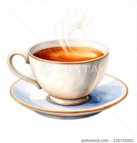 Warm Steaming Tea in White Porcelain Cup 126730882