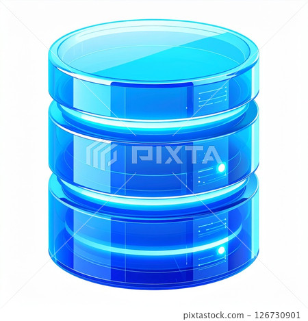 Isometric Blue Glowing Database Server Icon 126730901
