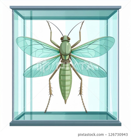 Green Insect Specimen in Glass Display Case 126730943