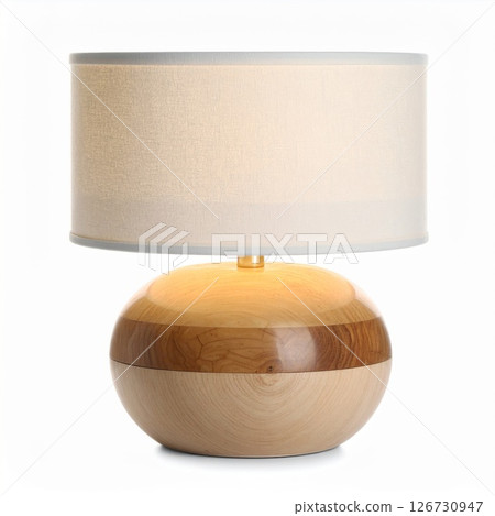 Modern Wooden Table Lamp with Beige Shade Modern Wooden Table Lamp with Beige Shade 126730947